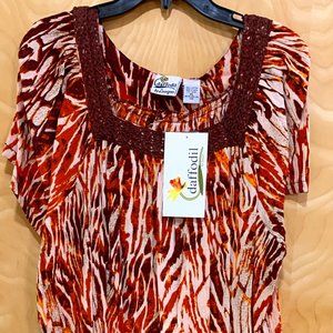 NWT Daffodil by Loungees lightweight cotton lounge dress sizes L/XL brown-orange